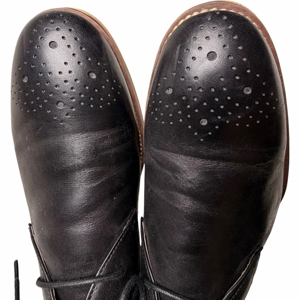 Johnston & Murphy Black Leather Chukka Boots Brogue Cap Toe Men’s 10M